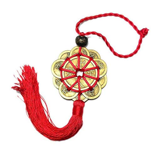 EatingBiting Red String Brass Chinese Feng Shui Coins 10 Lucky Charm Ancient Copper Ching Coins for Good Luck & Wealth Success Chinese Knot Lucky Coins Feng Shui Coins Fortune Coin