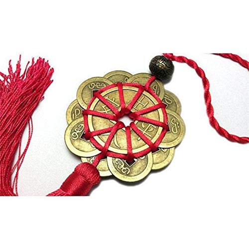 EatingBiting Red String Brass Chinese Feng Shui Coins 10 Lucky Charm Ancient Copper Ching Coins for Good Luck & Wealth Success Chinese Knot Lucky Coins Feng Shui Coins Fortune Coin