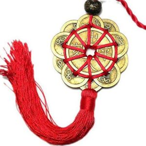 EatingBiting Red String Brass Chinese Feng Shui Coins 10 Lucky Charm Ancient Copper Ching Coins for Good Luck & Wealth Success Chinese Knot Lucky Coins Feng Shui Coins Fortune Coin