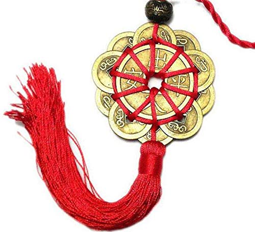 EatingBiting Red String Brass Chinese Feng Shui Coins 10 Lucky Charm Ancient Copper Ching Coins for Good Luck & Wealth Success Chinese Knot Lucky Coins Feng Shui Coins Fortune Coin