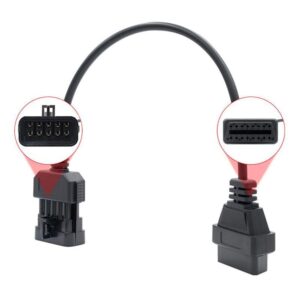 E-Car Connection 10 Pin OBD to 16 Pin OBD2 Car Extension Diagnostic Tool Connector Cable for Vauxhall and for Opel