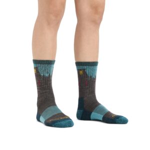 Darn Tough Women's Bear Town Micro Crew Lightweight with Cushion Sock (Style 1970) - Aqua, Medium