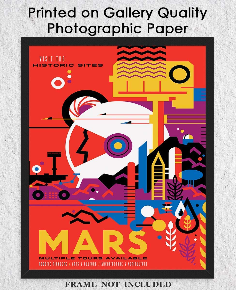 Mars' Space Tourism Astronomy Wall Art: Unique, Boho & Modern Astrology Home Decor for Living Room, Bedroom & Office - Creative Gift Idea for Zodiac, Space, NASA Poster Fans | Unframed Posters 11x14