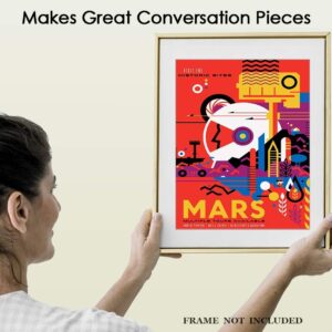 Mars' Space Tourism Astronomy Wall Art: Unique, Boho & Modern Astrology Home Decor for Living Room, Bedroom & Office - Creative Gift Idea for Zodiac, Space, NASA Poster Fans | Unframed Posters 11x14