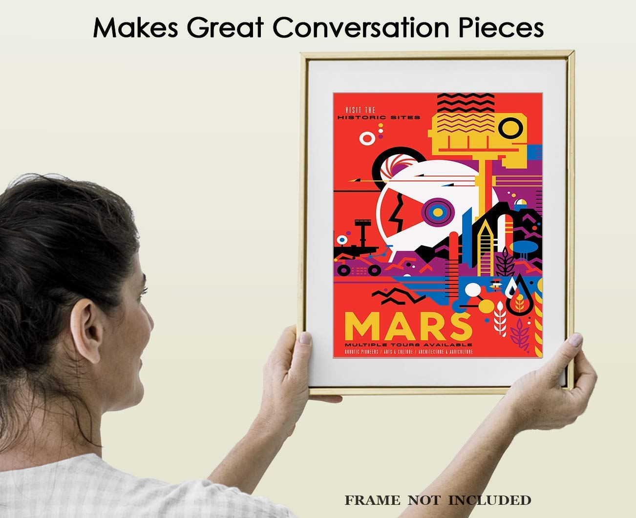 Mars' Space Tourism Astronomy Wall Art: Unique, Boho & Modern Astrology Home Decor for Living Room, Bedroom & Office - Creative Gift Idea for Zodiac, Space, NASA Poster Fans | Unframed Posters 11x14