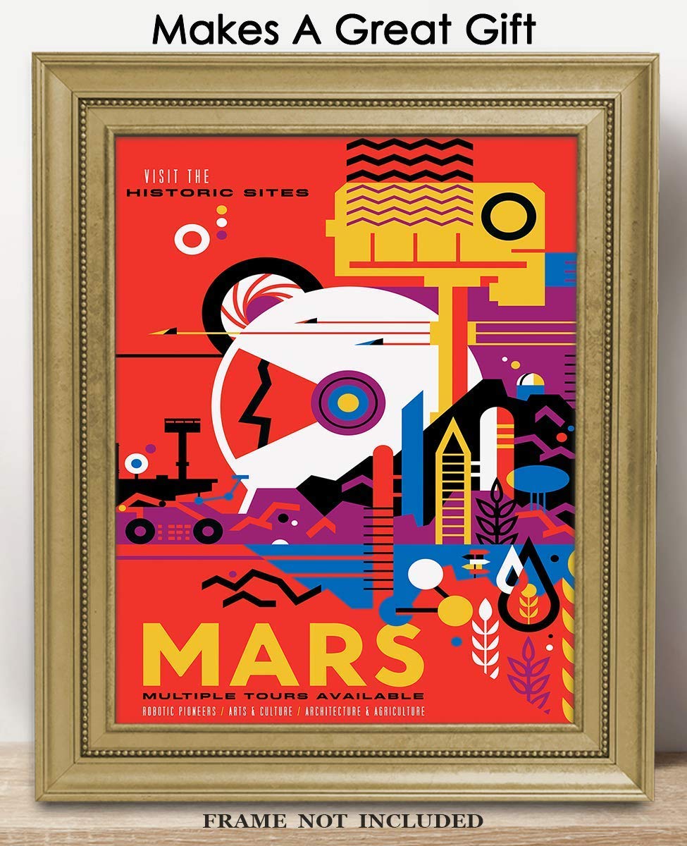 Mars' Space Tourism Astronomy Wall Art: Unique, Boho & Modern Astrology Home Decor for Living Room, Bedroom & Office - Creative Gift Idea for Zodiac, Space, NASA Poster Fans | Unframed Posters 11x14