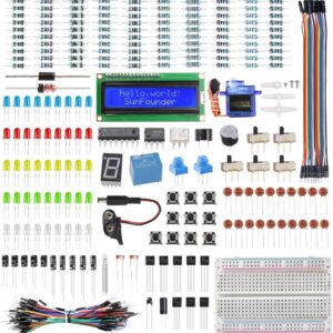 SunFounder Electronics Fun Kit with 1602 LCD Module, breadboard, LED, Resistor Compatible with Arduino UNO R3 MEGA2560 Raspberry Pi 400 4B 3B 3B+ 2B 2B+