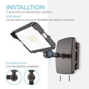 HYPERLITE 50W Flood Lights Outdoor 2 Pack, LED Flood Light with Knuckle Mount, Floodlight Wall Mount 5000K 5,500Lm IP65 Waterproof LED Security Lights for Yard Garden Garage UL Listed