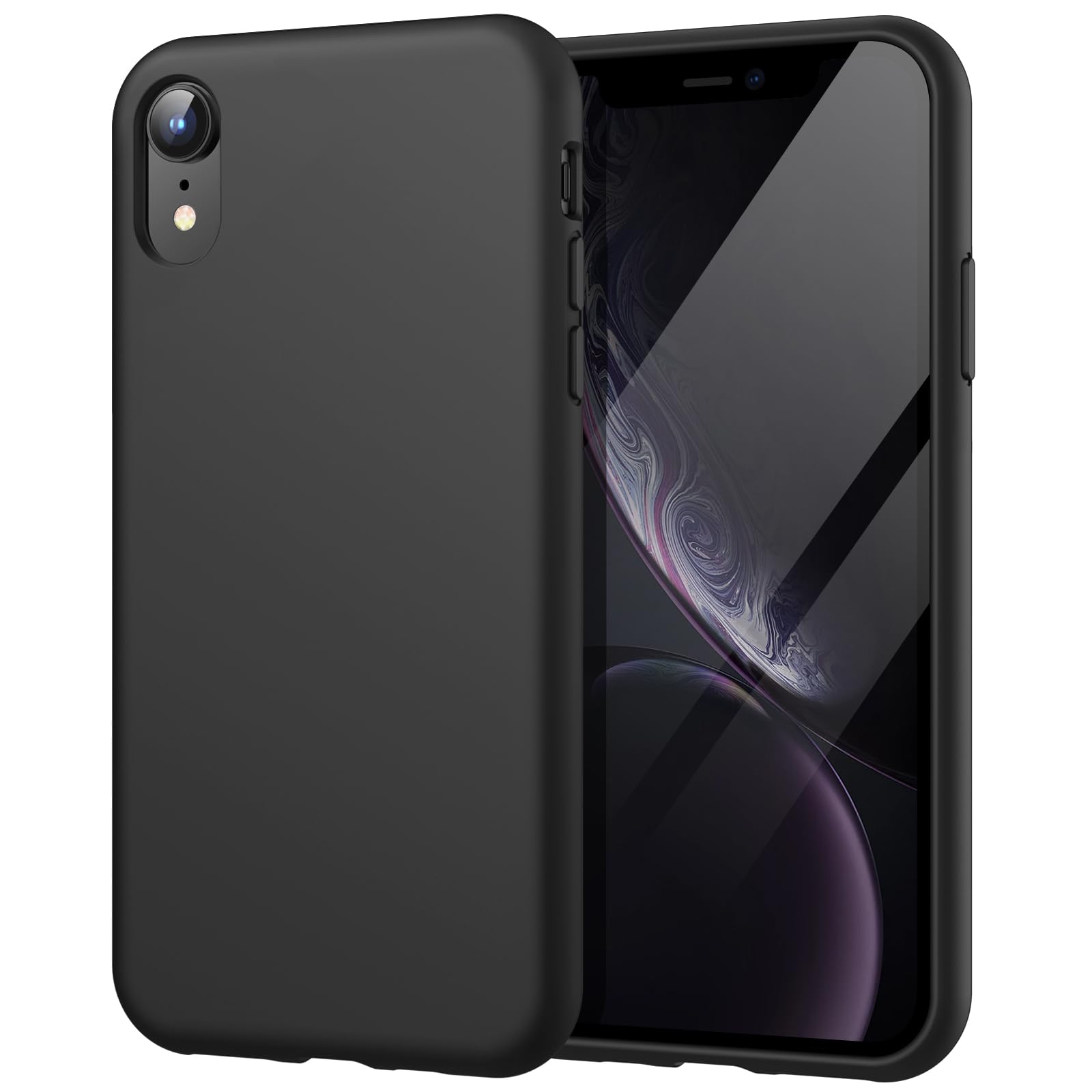 JETech Silicone Case for iPhone XR, 6.1-Inch, Silky-soft touch Full-Body Protective Case, Shockproof cover with Microfiber Lining, Black