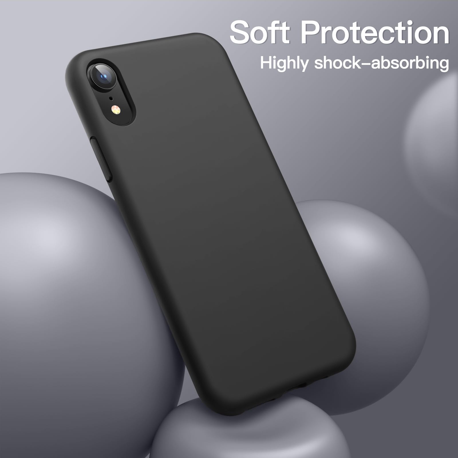 JETech Silicone Case for iPhone XR, 6.1-Inch, Silky-soft touch Full-Body Protective Case, Shockproof cover with Microfiber Lining, Black