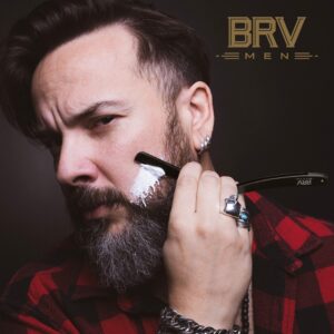 BRV MEN Professional Straight Edge Barber Razor w/ 100 Lord Platinum Single Edge Razor Blades | Straight Razors for Men | Barbershop Accessories | Mens Shaving Knife & Shavette - Black