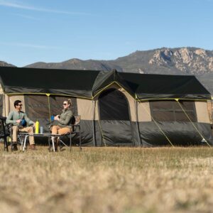 Spacious and Comfortable Ozark Trail Hazel Creek 12 Person Cabin Tent,with Two Closets with Hanging Organizers,Room Dividers,Mud Mat,E-Port and Rolling Storage Duffel for Convenience,Green