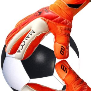 Haploon Youth Goalie Goalkeeper Gloves Kids Professional Goalkeeper Gloves,Soccer Football Training Goalkeeper Secure Gloves with Finger Protector-Carry Tote Included (Orange, 5#)