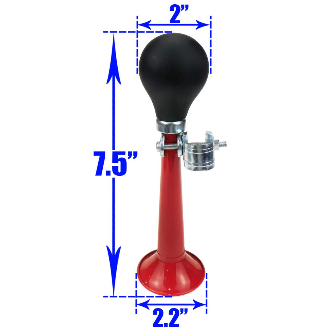 Modengzhe Bike Bugle Horn Retro Clown Horn Metal Air Horn with Squeeze Bulb for Bicycle Golf Cart, Red