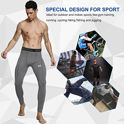 MEETYOO mens for Men, Cool Dry Sports Workout Running Tights Leggings Compression Pants, 3pcs-c, Large US