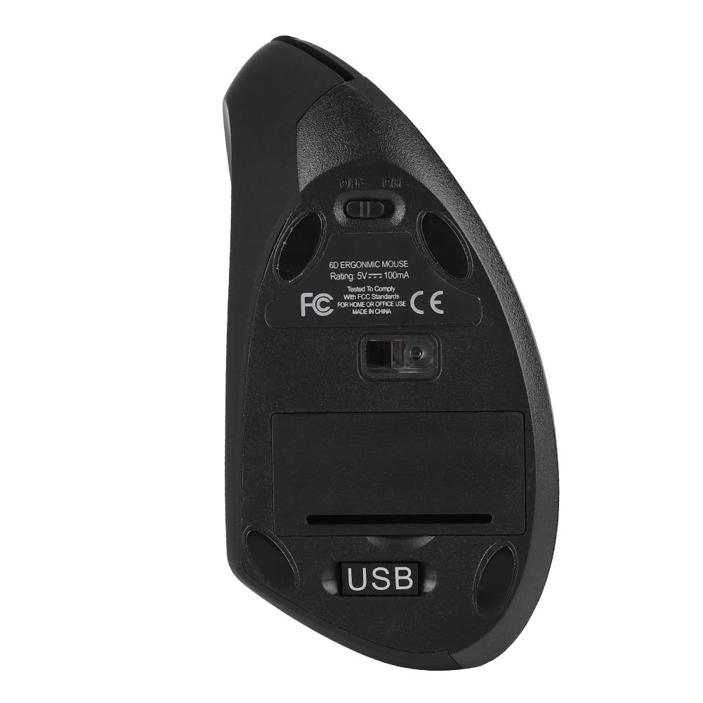 2.4GHz Wireless Mouse,Ergonomic Left Handed Vertical Mouse,6 Keys Optical Mouse with Nano USB Receiver,800/1200/1600 Adjustable DPIs,for Laptop PC Computer/for Windows/for Linux