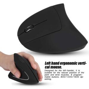 2.4GHz Wireless Mouse,Ergonomic Left Handed Vertical Mouse,6 Keys Optical Mouse with Nano USB Receiver,800/1200/1600 Adjustable DPIs,for Laptop PC Computer/for Windows/for Linux