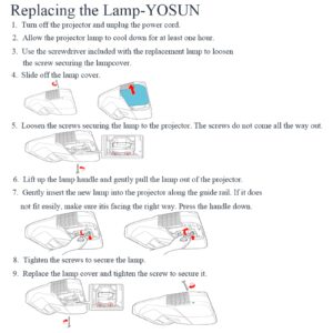 YOSUN V13H010L91 Replacement lamp Bulb for Epson ELPLP91 BrightLink 685Wi 695Wi PowerLite 680 685W 685Wi EB-680 EB-680S EB-685W EB-685Wi EB-685Ws EB-695Wi Projector Lamp