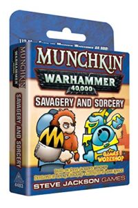 steve jackson games munchkin warhammer 40,000: savagery and sorcery card game (expansion) | 112 cards | family game | fantasy adventure rpg | ages 10+ | 3-6 players | avg play time 120 min