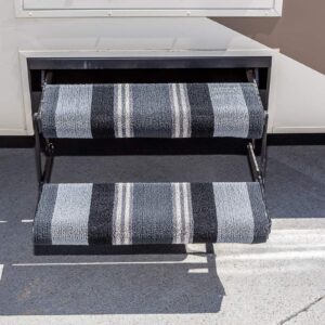 ShadePro RV Step Cover - Single (Black) - Adjustable Wrap Around Stair Rug Covers for RVs, Campers, and Trailers - 24 Inches - Trim to The Perfect Size - Fits Straight or Curved RV Steps