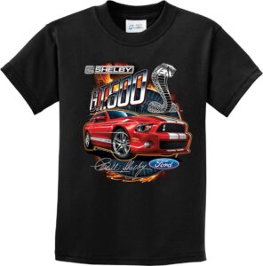 ford red mustang shelby gt500 youth kids shirt, black small