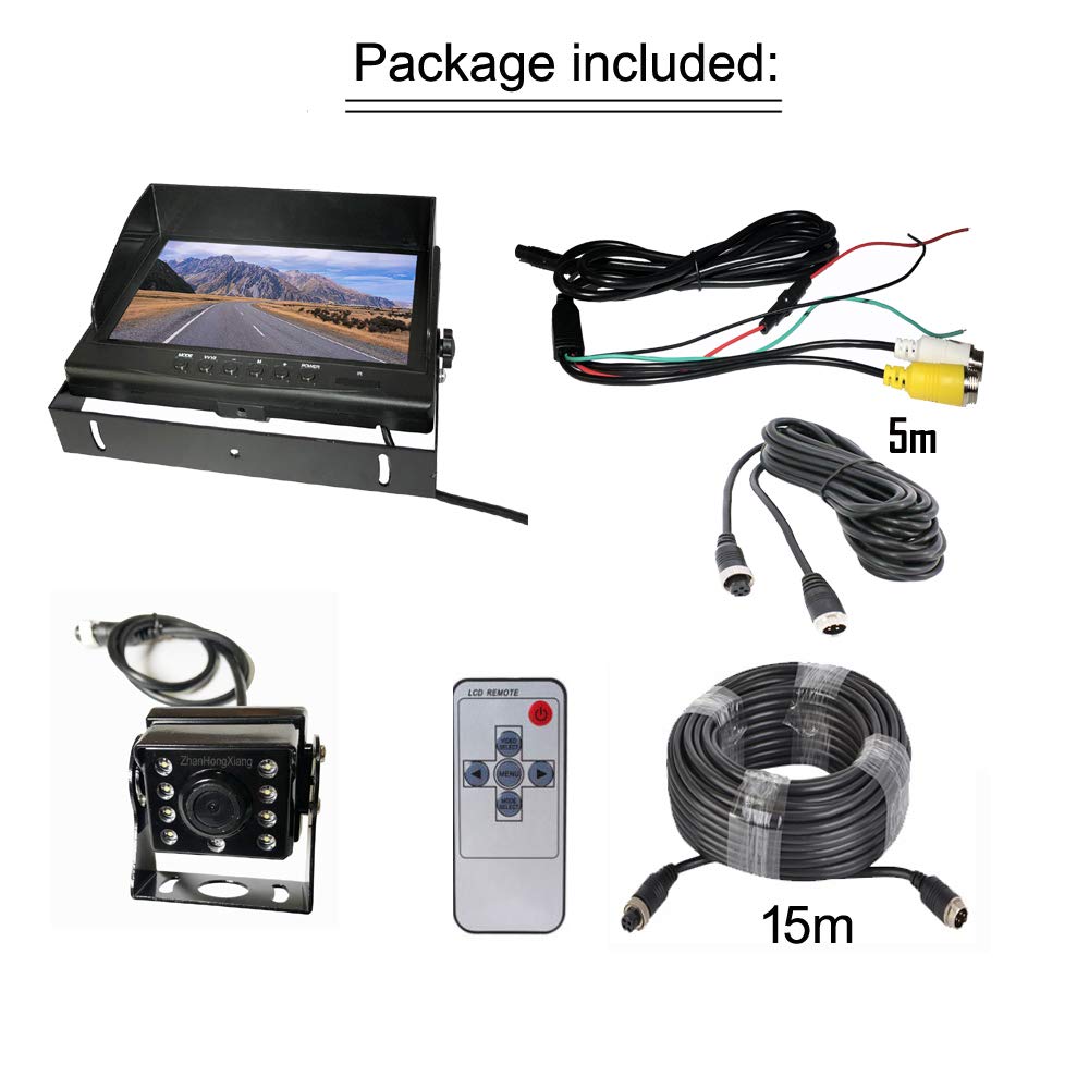 1080P RV Backup Camera Wired System,9 inch AHD 2-Split DVR Monitor Waterproof 8LED IR Night Vision Reverse Rear View Mirror Camera 12V-24V for Semi Bus Truck Trailer Camper