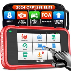 launch crp129e elite 2024 obd2 scanner, 8 reset oil/epb/tpms/sas/bms/throttle/dpf reset, injector coding, abs srs transmission engine code reader, lifetime f-ree update diagnostic scan tool, auto vin