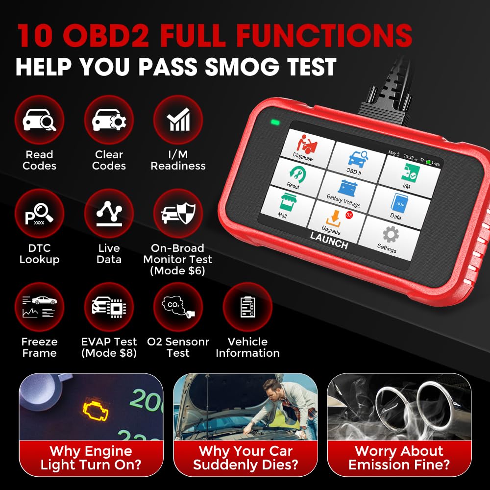 LAUNCH CRP129E Elite 2024 OBD2 Scanner, 8 Reset Oil/EPB/TPMS/SAS/BMS/Throttle/DPF Reset, Injector Coding, ABS SRS Transmission Engine Code Reader, Lifetime F-ree Update Diagnostic Scan Tool, Auto VIN