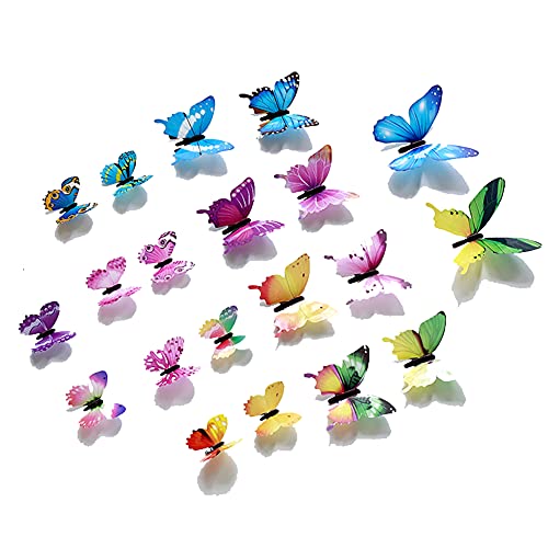 JYPHM 24PCS 3D Butterfly Wall Decal Removable Stickers Decor for Kids Room Decoration Home and Bedroom Art Mural Green