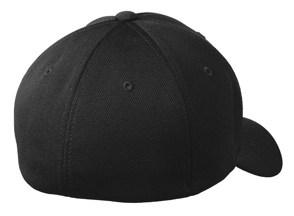 Koloa Surf Company - Men's Classic Wave Flexfit Cool & Dry Poly Block Mesh Cap (Large-X-Large-Black/White Embroidered Logo)