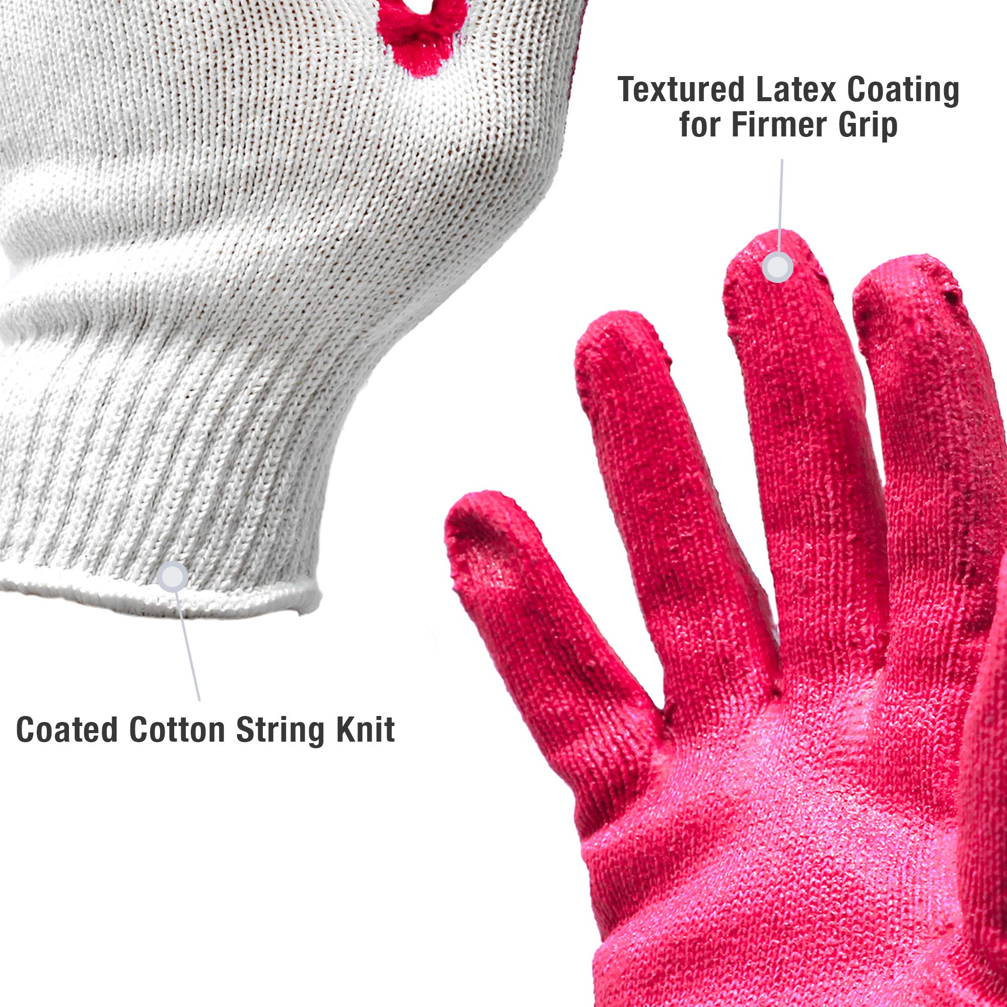 CBC Crown PREMIUM Non-Slip Red Latex Rubber Palm Coated Work Safety Gloves Garden Gloves (300 PAIRS)