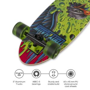 Tony Hawk 31" Complete Cruiser Skateboard, 9-ply Maple Deck Skateboard for Cruising, Carving, Tricks and Downhill, Slime Hawk