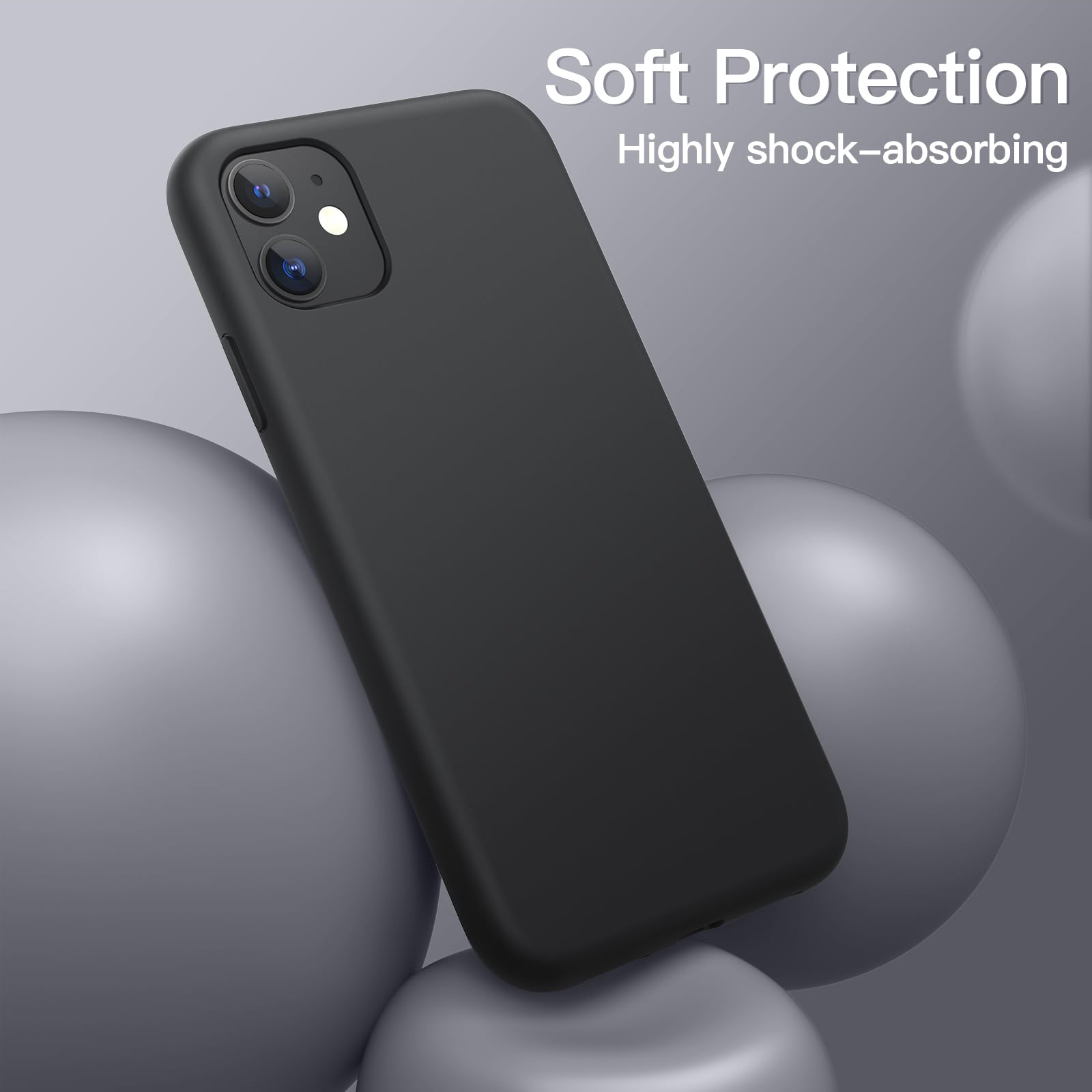 JETech Silicone Case for iPhone 11 (2019) 6.1-Inch, Silky-soft touch Full-Body Protective Case, Shockproof cover with Microfiber Lining, Black