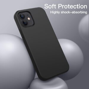 JETech Silicone Case for iPhone 12/12 Pro 6.1-Inch, Silky-Soft Touch Full-Body Protective Phone Case, Shockproof Cover with Microfiber Lining (Black)