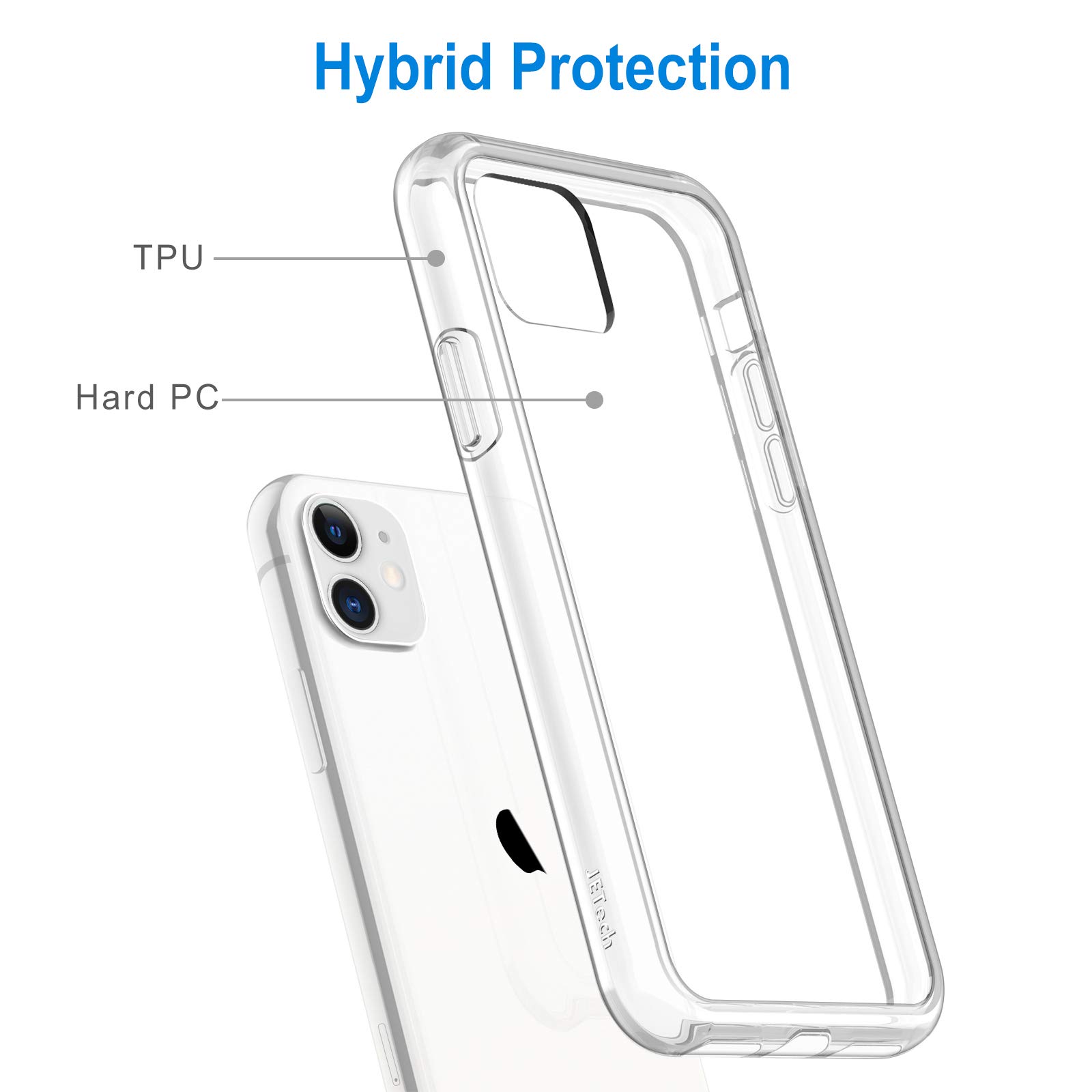 JETech Case for iPhone 11 6.1-Inch, Non-Yellowing Shockproof Phone Bumper Cover, Anti-Scratch Clear Back (Clear)