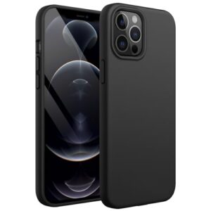 jetech silicone case for iphone 12 pro max 6.7-inch, silky-soft touch full-body protective phone case, shockproof cover with microfiber lining (black)