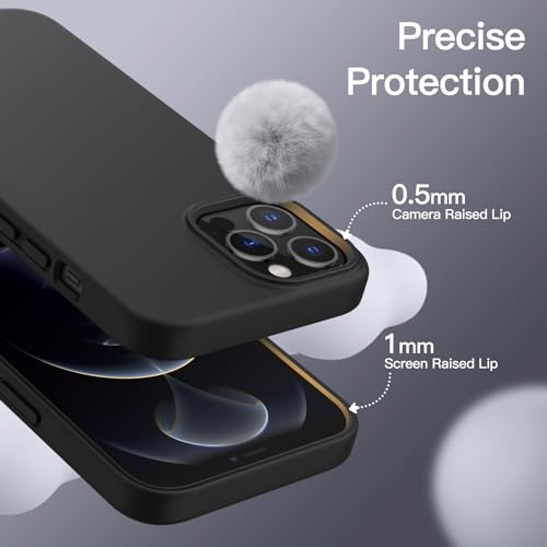 JETech Silicone Case for iPhone 12 Pro Max 6.7-Inch, Silky-Soft Touch Full-Body Protective Phone Case, Shockproof Cover with Microfiber Lining (Black)