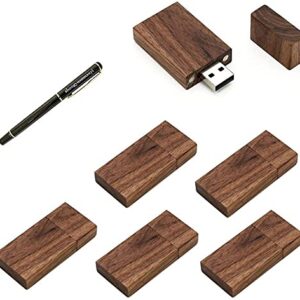 5 Pack Rectangle Walnut Wood 2.0/3.0 USB Flash Drive USB Disk Memory Stick with Wooden (2.0/32GB)