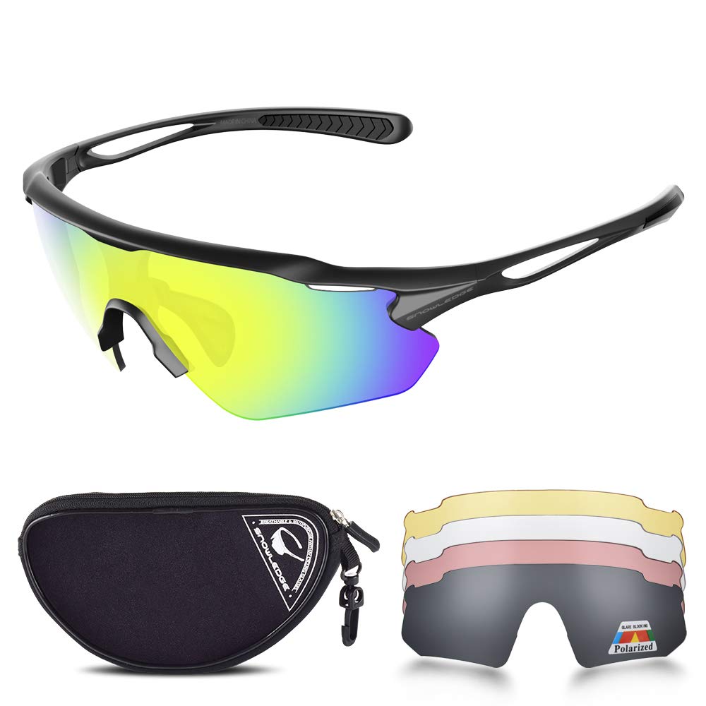 Sports Sunglasses Bike Cycling Sunglasses for Men Women with 5 Interchangeable Lens,Polarized Sunglasses with Anti-Uv400 for Driving Fishing Golf