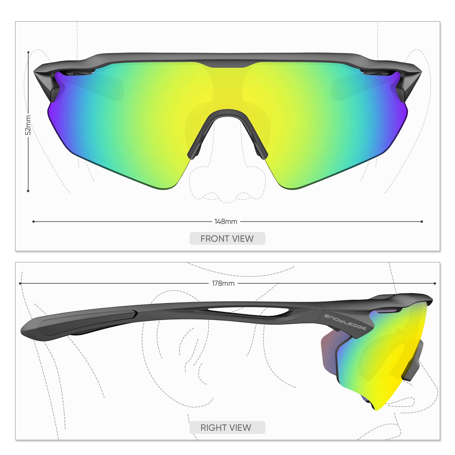 Sports Sunglasses Bike Cycling Sunglasses for Men Women with 5 Interchangeable Lens,Polarized Sunglasses with Anti-Uv400 for Driving Fishing Golf