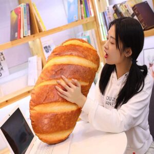 Levenkeness 3D Simulation Bread Shape Plush Pillow,Soft Butter Toast Bread Food Cushion Stuffed Toy for Home Decor 23.6"