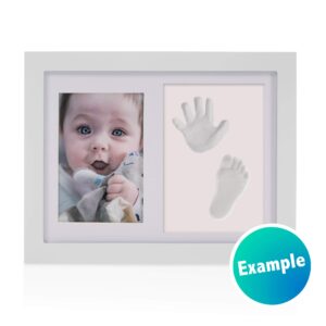 Nuby Baby Keepsake Classic White Wooden Wall Decor Frame That Holds One 3.5 x 5" Photo & 1 Clay Print Kit for Newborn Girls & Boys, Personalized Baby Gift