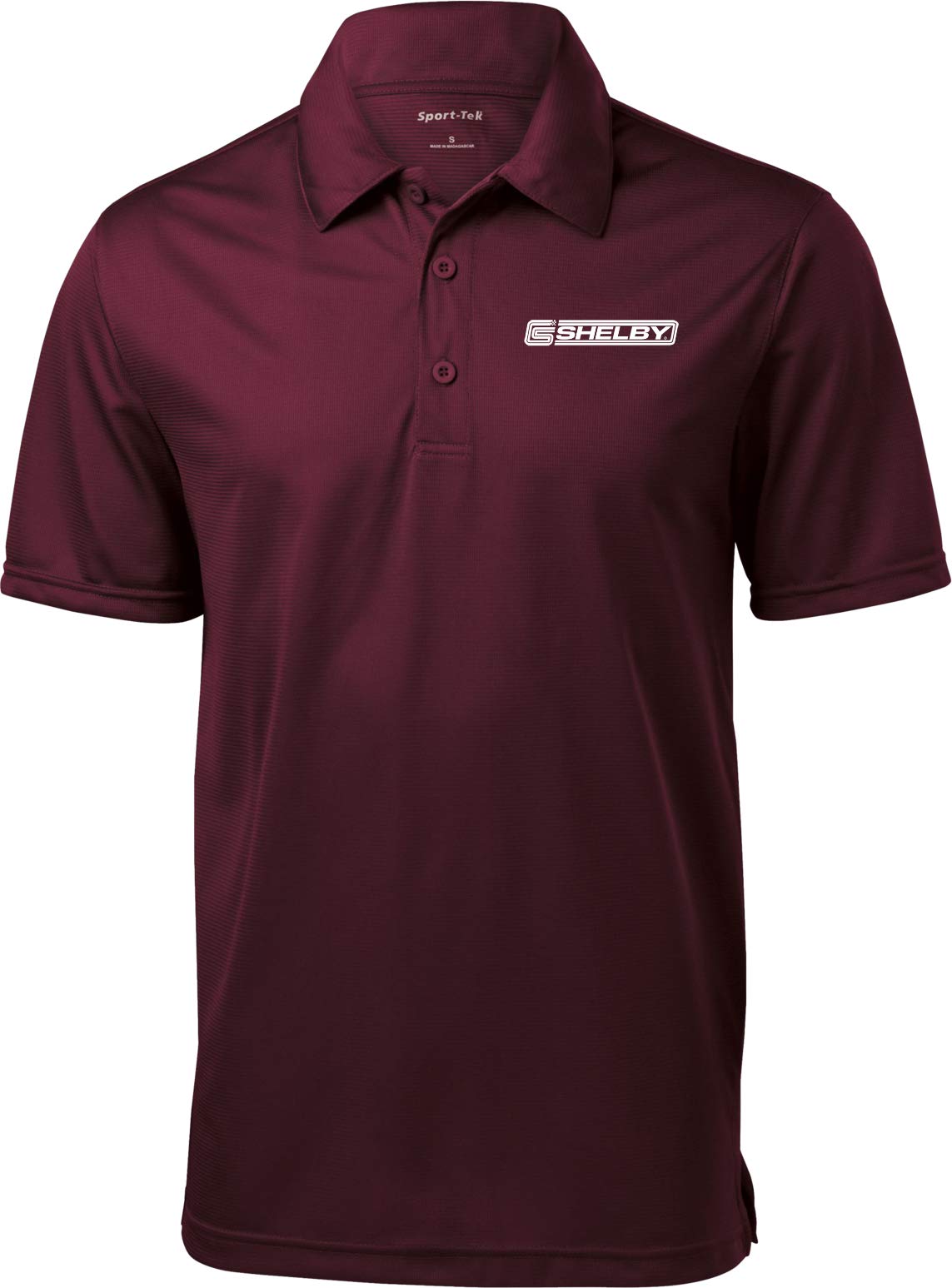 Ford Mustang Shelby Crest Pocket Print Textured Polo, Maroon Small