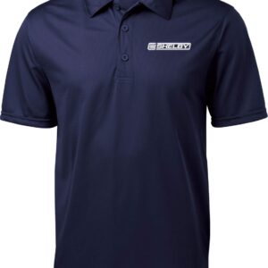 Ford Mustang Shelby Crest Pocket Print Textured Polo, Navy 2XL