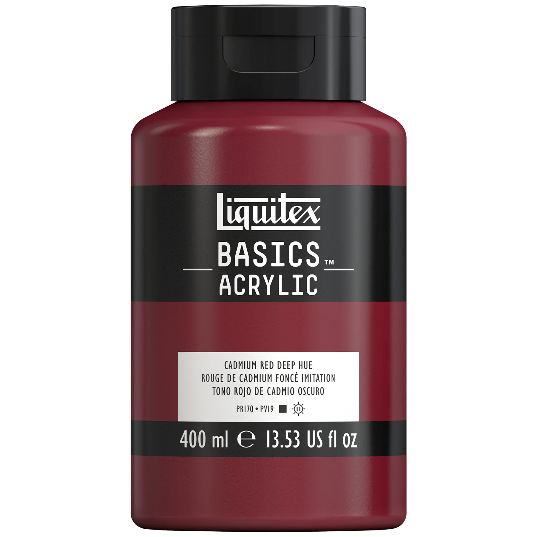 Liquitex BASICS Acrylic Paint, 400ml (13.5-oz) Bottle, Cadmium Red Deep Hue