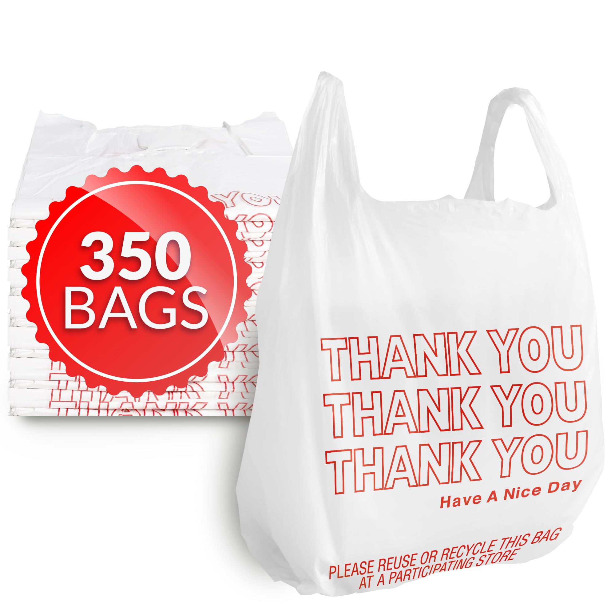 Reli. Thank You Plastic Bags (350 Count) (11.5" x 6.5" x 21") (White) - Grocery, Shopping Bag, Restaurants, Convenience Store