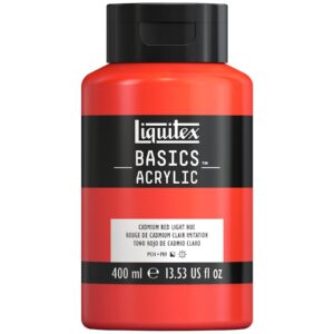 liquitex basics acrylic paint, 400ml (13.5-oz) bottle, cadmium red light hue