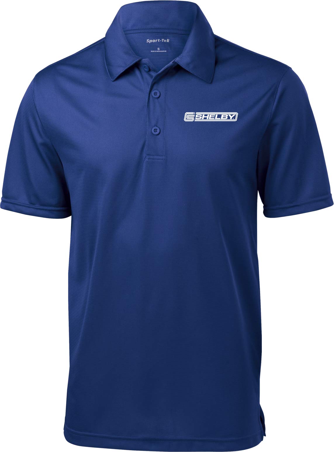 Ford Mustang Shelby Crest Pocket Print Textured Polo, Royal 2XL