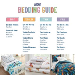 Wildkin 100% Cotton 4 Piece Toddler Bed-in-A-Bag for Boys & Girls, Bedding Set Includes Comforter, Flat Sheet, Fitted Sheet & Pillowcase, Bed Set for Cozy Cuddles (Trains, Planes & Trucks)