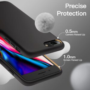 JETech Silicone Case for iPhone 7 Plus, iPhone 8 Plus, 5.5 Inch, Silky-soft touch Full-Body Protective Case, Shockproof cover with Microfiber Lining, Black